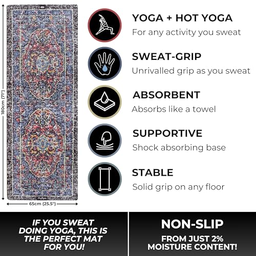 Plyopic. All In One Yoga Mat | Luxury Sweat-Grip Mat/Towel Combo | Ideal for Yoga, Hot Yoga, Bikram, Pilates, Workout & Ex...