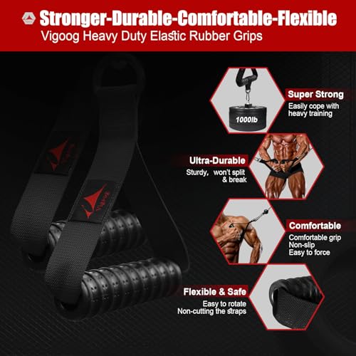 Vigoog Heavy Duty Gym Exercise Handles Attachment for Cable Machine,Resistance Band,Pulley System Home Fitness Workout Equ...