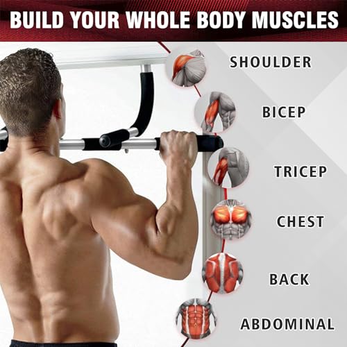 Pull Up Bar for Doorway, Upgrade Chin up Bar for Doorway Without Screws, Portable Strength Training Door Frame Pull-up Bar...