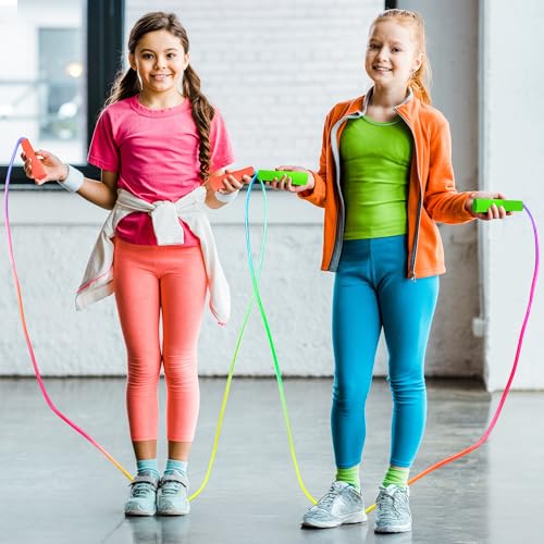 ZATAYE Kids Jump Rope, Colorful Gradient Nylon Skipping Ropes for Children, 7.55FT Adjustable Length, Plastic Handles, Lig...