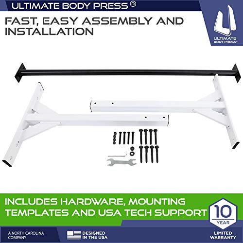 Wall or Ceiling Mount Pull Up Bar with 48” Straight Bar and 22” Risers, Double Wall Mounting Plates Fit 16” or 24” Studs a...