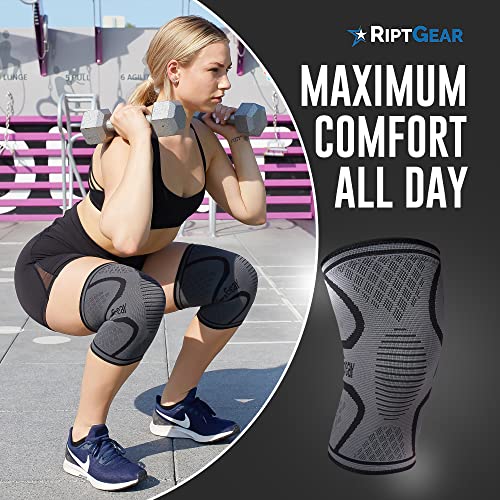 RiptGear Knee Compression Sleeve - Braces for Knee Pain - Compression for Arthritis, Meniscus Tear, Running, Walking - Sup...