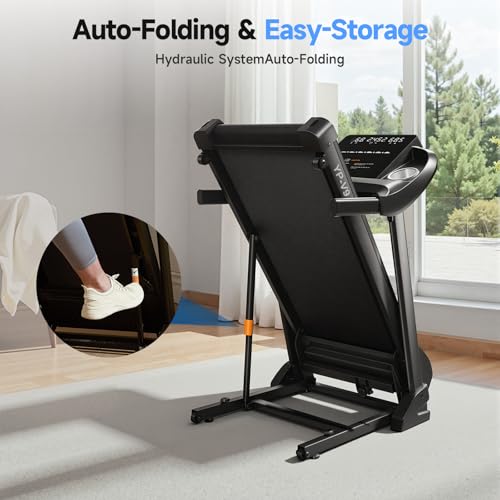 Treadmills for Home with Incline, Auto Foldable Running Treadmills, 8.0 MPH Walking Pad Treadmill with Bluetooth, 300 lbs ...