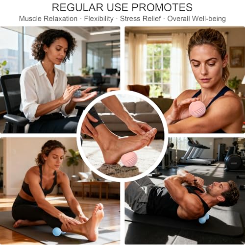 HODEMI Massage Ball Set with Spiky Ball, Lacrosse Ball and Peanut Roller for Deep Tissue Muscle Massage, Myofascial & Trig...