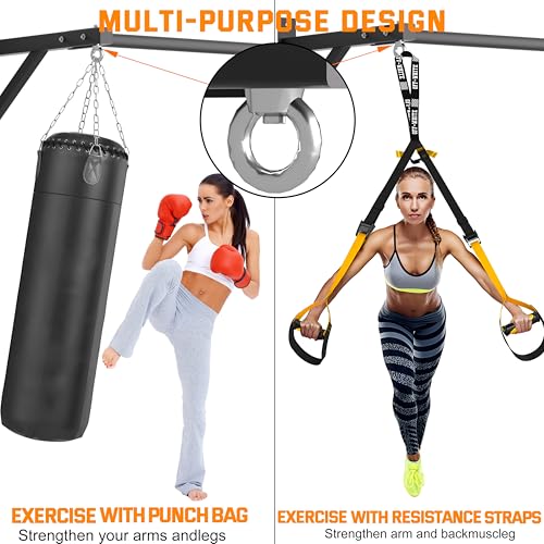 HWOOUSA Pull Up Bar Wall Mounted, Heavy Duty 650 lbs Capacity Chin Up Bar, 48" Multi-Grip Strength Training Pull-up Bars, ...