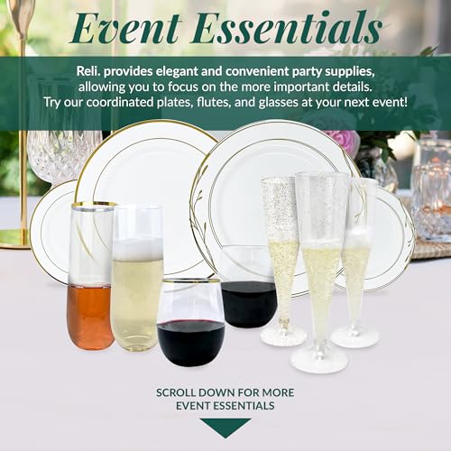 Reli. Champagne Flutes Plastic | 110 Pack | 4.5 oz - Gold Rim Clear | Premium Plastic Champagne Flutes | Party-Perfect for...