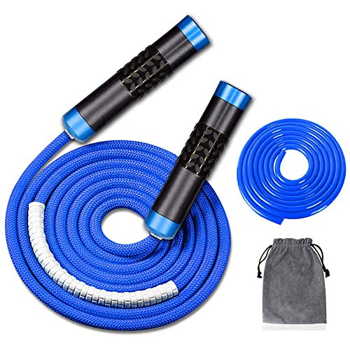 Redify Weighted Jump Rope for Workout Fitness(1LB), Tangle-Free Ball Bearing Rapid Speed Skipping Rope for MMA Boxing Weig...