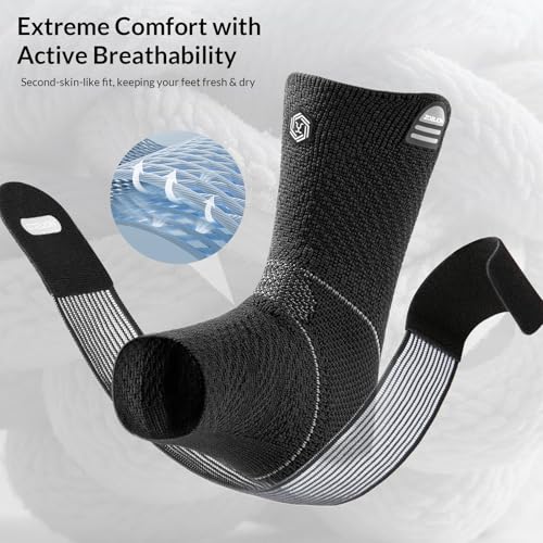 ZOELION Ankle Brace Compression Support with Removable Fishnet Strap, 3D Knit Plantar Fasciitis Relief Achilles Tendonitis...