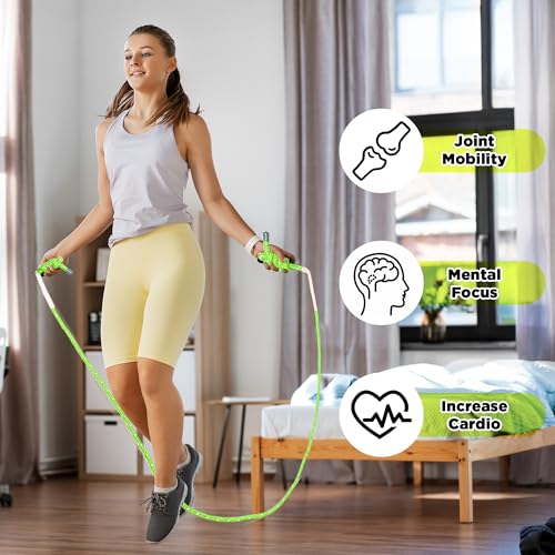 GQIRIL Flow Exercise Jump Rope - Long Weighted Jumping Rope for Workout Women Men Fitness, Adjustable Double Woven Heavy J...