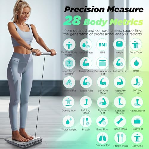 RunStar Scale for Body Weight and Fat Percentage, 8-Electrodes Precision Digital Smart Scale for BMI 28 Body Composition M...