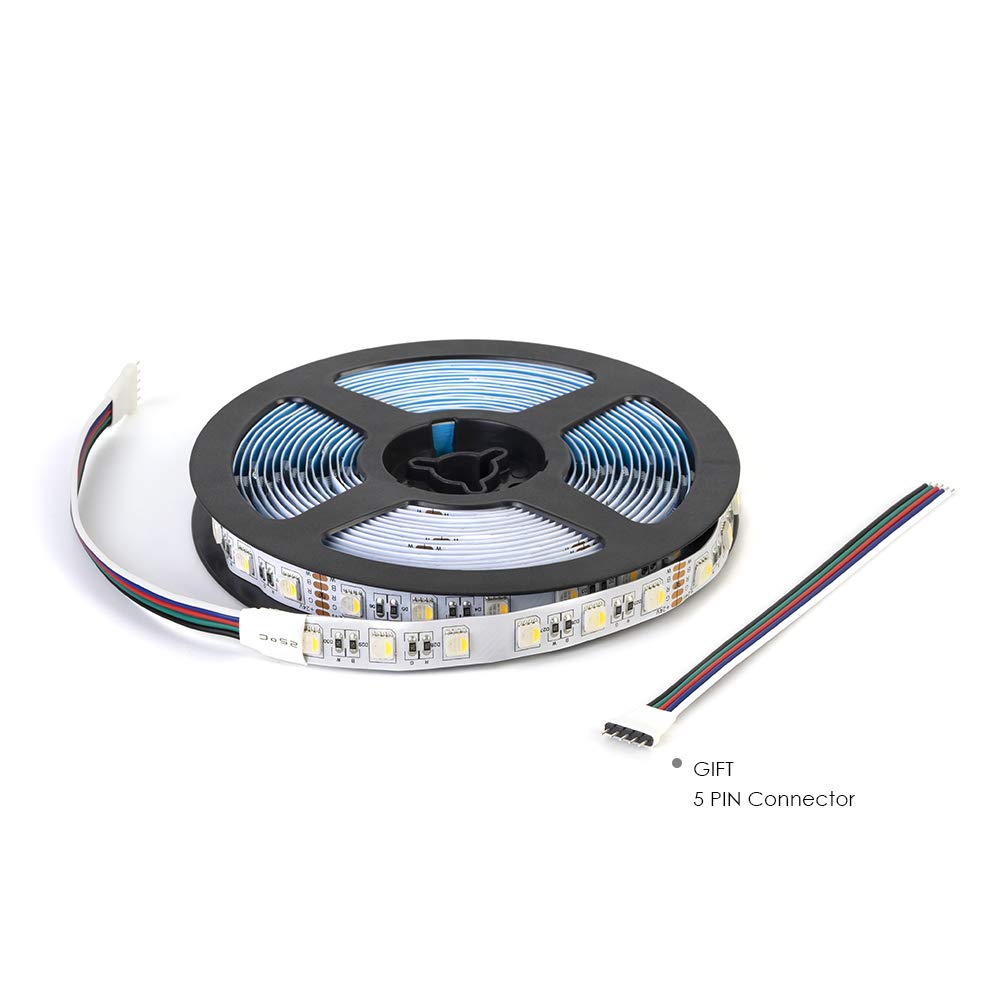 Btf-Lighting 5050 Rgbw Led Tape Light 5M 60 Leds/M, Cool White & Rgb, Ip30, White Pcb, Model 24Vrgbcw45M