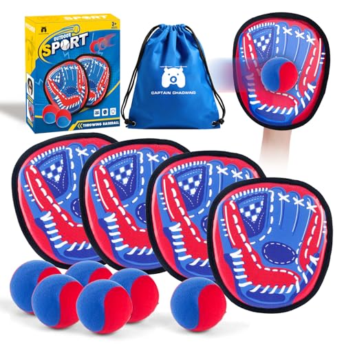 Toss and Catch Ball Set Outdoor Games for Kids, Beginner Toddler Baseball Training Glove Sticky Ball Catch Toys, Beach Poo...