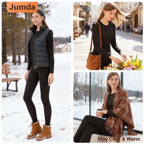 Jumda Thermal Underwear for Women Set, Fleece Lined Base Layer Women Top Bottom, Anti Odor Long Johns & Sleeve Shirt