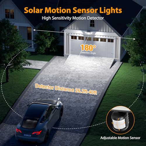 Onforu 4500LM Solar Lights Outdoor, 3 Heads Security Lights with Remote Control, IP65 Waterproof Motion Sensor Lights, 3 M...