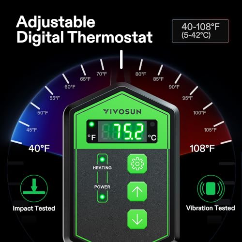 VIVOSUN 10"x 20.75" Seedling Heat Mat and Digital Thermostat Combo Set, UL & MET-Certified Warm Hydroponic Heating Pad for...