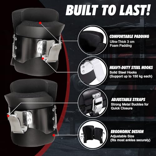 MuscleForge Gravity Boots with Safety Lock, Inversion Boots for Gravity Fitness Training (Pair), for Overhang on The Back ...