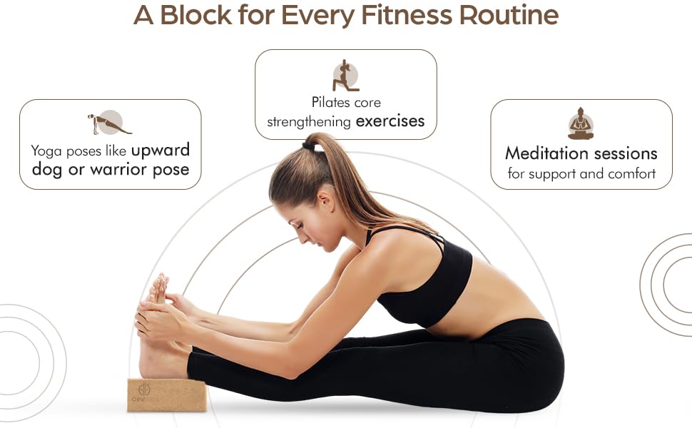 ORW Natural Cork Yoga Block – 9”x6”x3”, 1.5 lbs – Heavyweight, Non-Slip, Eco-Friendly – Dense Yoga Prop for All Levels