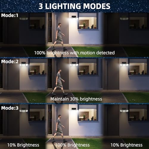 daphino 2500LM Solar Lights Outdoor with Motion Sensor,3 Head 270° Wide Angle Street Area Lights, IP65 Waterproof Security...