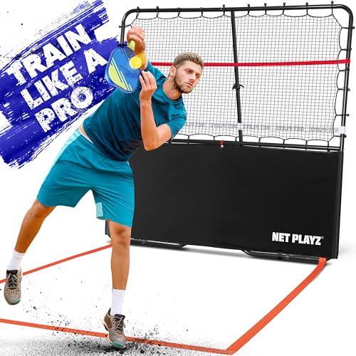 Pickleball Rebound Net Training Equipment Aid, Adjustable Angle & Easy Setup - Perfect Your Forehands Backhands Dinks Voll...