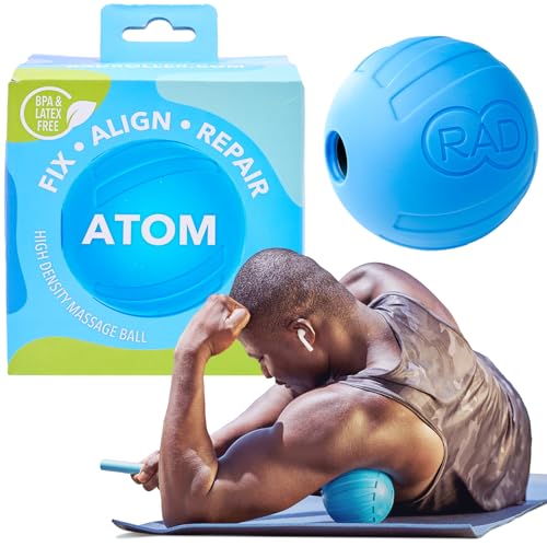 RAD Atom – Extra Firm Yoga Deep Tissue Massage Ball – Myofascial Release Ball for Back Pain, Shoulders, Glutes, Hamstring...