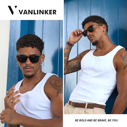 VANLINKER Vintage Square Polarized Sunglasses Men Women Classic Trendy Rectangle Metal Frame Sun Glasses VL9771