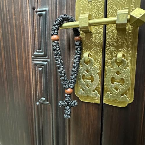 1Pc Handmade Christian 33 Knot Orthodox Greek Omboskoini Prayer Rope Protection Blessing Cross Charm Tassel Car Hanging Ch...