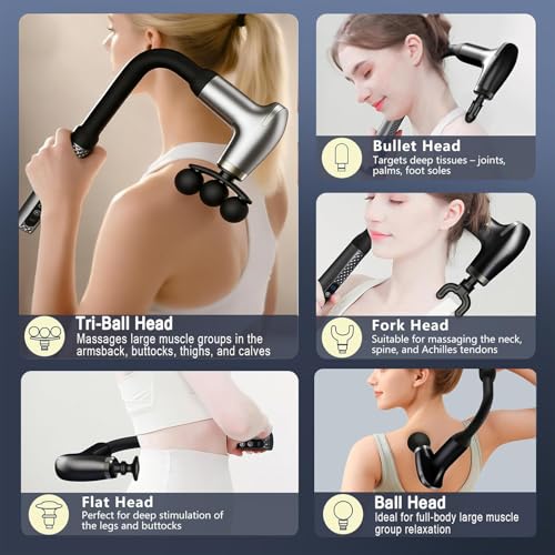 HISBO Massage Gun with Upgraded Extension Handle, Massage Gun Deep Tissue - Back Massager for Pain Relief Deep Tissue, Mus...