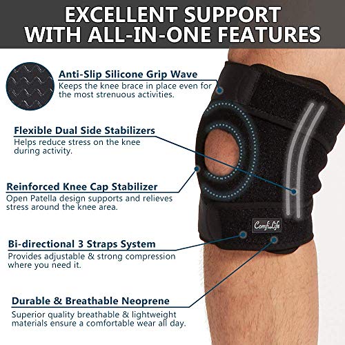 ComfiLife Knee Brace for Knee Pain Relief – Neoprene Knee Brace for Working Out, Running, Injury Recovery – Side Stabilize...