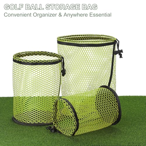 YELARXI Golf Ball Storage Bag Nylon Mesh Golf Pouch with Adjustable Drawstring Closure for Outdoor Sports Supplies