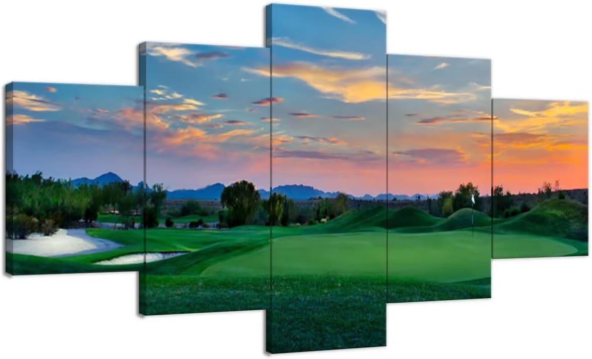 Arizona Scottsdale Golf Course Wall Art for Living Room Bedroom Bathroom - Sunset Arizona Scottsdale Landscape Pictures Posters Framed Artwork Canvas Prints Ready to Hang(60''W x 32''H)