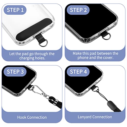 CACOE Cell Phone Lanyard 2 Pcs-1 Pcs Adjustable Neck Strap,1 Pcs Wrist Strap, 2 Pcs Pads, Universal Crossbody, Multifuctio...