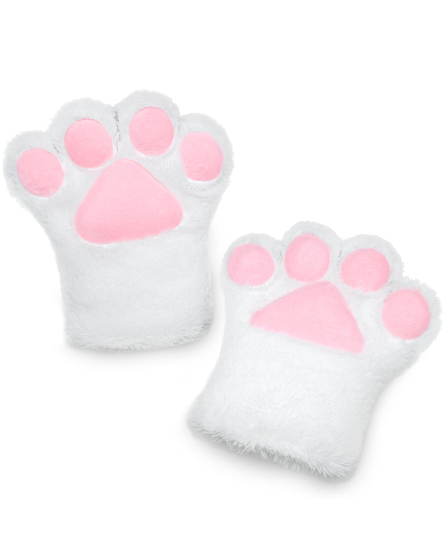 BNLIDES Cosplay Animal Fluffy Cat Fursuit Paws Claws Gloves Costume Accessories for Adults (White)