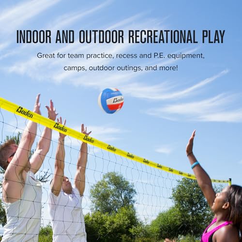 Baden Premium Soft Synthetic Leather Official Size & Weight Outdoor Volleyball 6 Pack with Pump