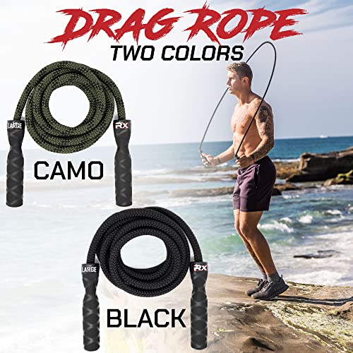 Rx Smart Gear Drag Jump Rope w/Non Slip Ergonomic Handles - Weighted Polypropylene Rope for Fitness & Exercise, Cardio Wor...