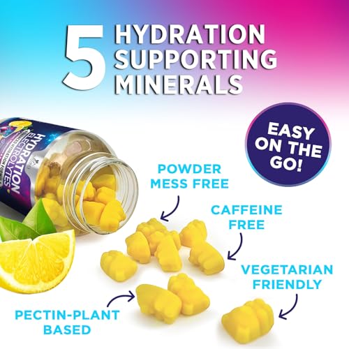 Hydration Electrolyte Gummies - Daily Liquid Replenisher Gummy - Electrolyte Multiplier with Minerals, Potassium & Real Sa...