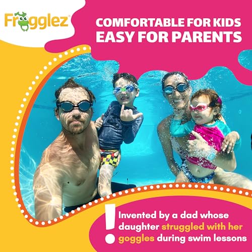 Frogglez Anti-Fog Swimming Goggles for Kids under 10 (Ages 3-10) Recommended by Parents Premium Pain-Free Strap