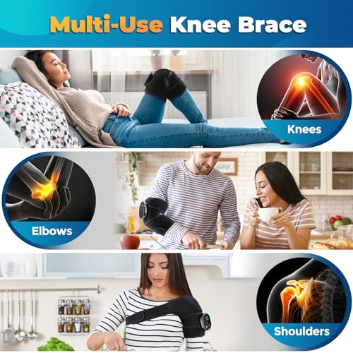 Cordless Heated Knee Massager with Vibration, FSA Eligible HSA, Heated Knee Brace Wrap Heating Shoulder Brace Support Wrap...