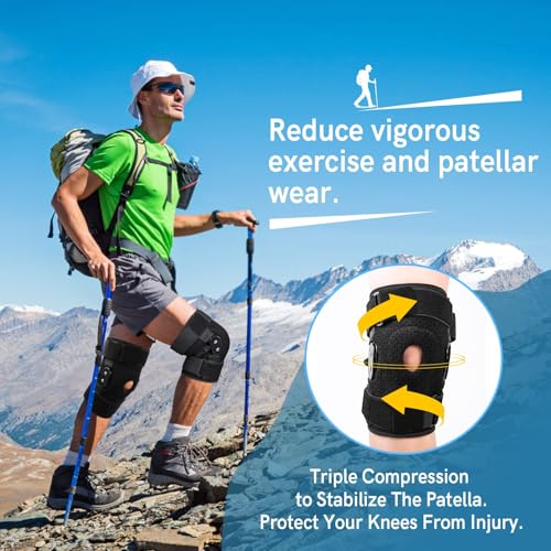 Hinged Knee Brace, Adjustable Knee Support Wrap for Men and Women, Pain Relief Swelling and Inflammation, Patellar Tendon ...