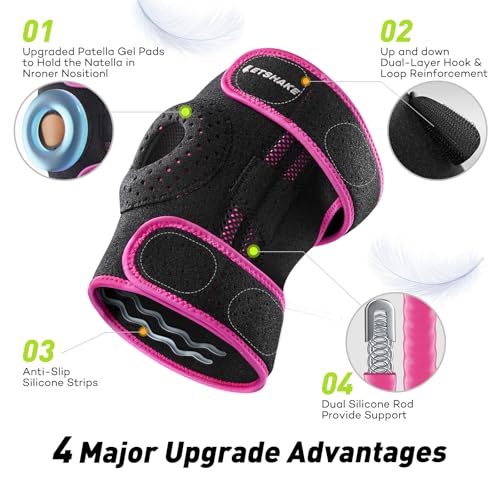 LETSHAKE Knee Brace for Women & Men, Knee Pain Relief with 1.5X Springs Side Stabilizers & Patella Gel Pads Maximum Knee S...