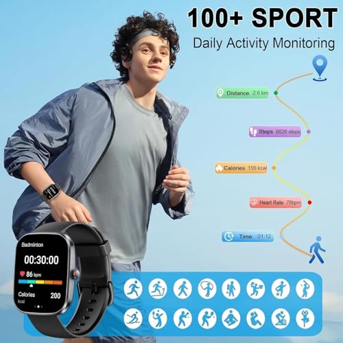 Soudorv Smart Watch with 1.91" HD Touchscreen Fitness Tracker with Bluetooth Calling, Fitness Watch with Heart Rate/Sleep ...