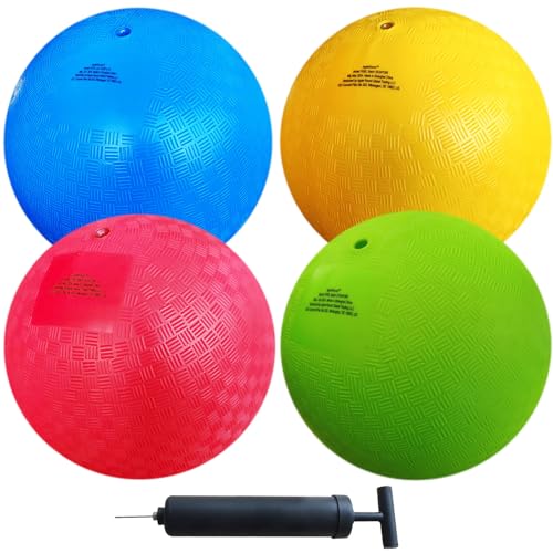 AppleRound 8.5-inch Dodgeball Playground Balls, Pack of 4 Balls with 1 Pump, Official Size for Dodge Ball, Handball, Camps...