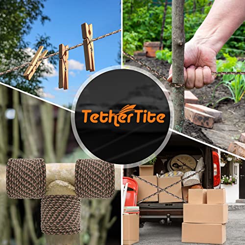 Tether Tite Utility Cord Solid Braided 1/4" x50' Polypropylene Rope (30lbs) Heavy Duty General Purpose Rope for Marine,Cam...