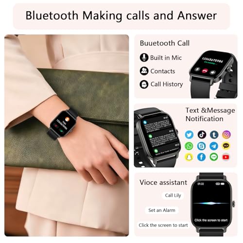 Smart Watch for Women Men Fitness: Make Answer Call Digital Mens Watches Waterproof Running Smartwatch for Android Phone i...