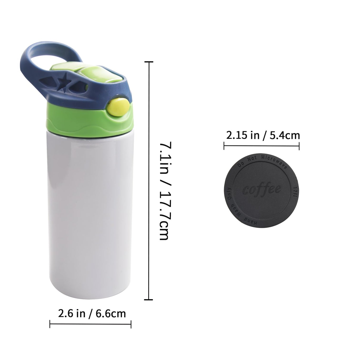 OKBA 4pcs 12oz sublimation Blanks sippy cup,sublimation tumblers for kids,Stainless Steel Insulated Toddler Water Bottle with Leak-Proof Straw Lid and Handle