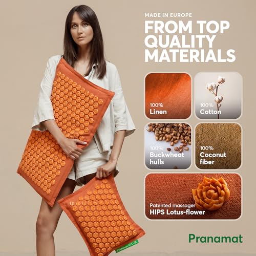 Pranamat Acupressure Large & Small Mat with Pillow and Bag Set, Premium Acupressure Therapy for Pain Relief and Relaxatio...