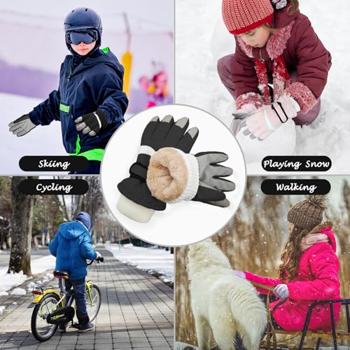 Kids Winter Snow Ski Gloves for Boys Girls Children Snowboard Waterproof Thermal Fleece Gloves for Cold Weather
