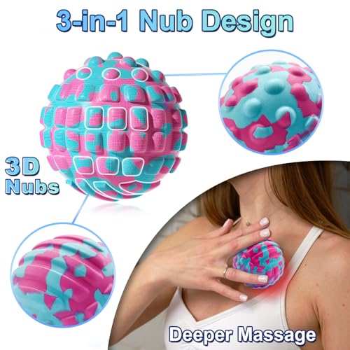 Deep Tissue Massage Ball for Exercise & Recovery - SGS Certification - Targets Back, Shoulder, Legs&Feet - Relieves Muscle...