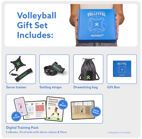 MOTOMY™ Volleyball Training Equipment Aid ‘VolleyPal’ – Solo Rebounder Trainer for Serve, Spike, Set & Pass; Indoor and Ou...