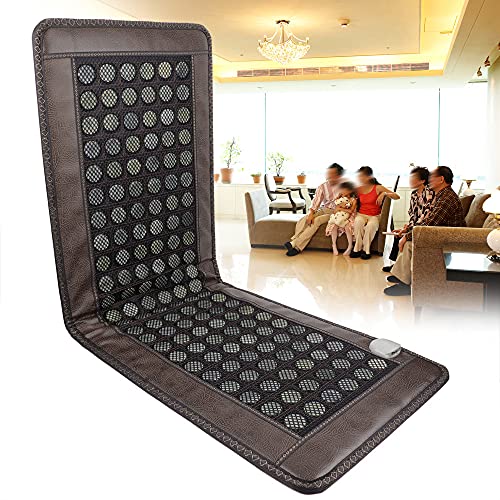 Far Infrared Heating Pad, Back 138 Natural Jade Tourmaline Stones Heating Mat for Body Neck Shoulder Fast Pain Relief Use ...