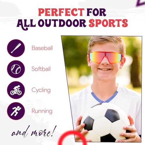 Yogo Vision Kids Sports Sunglasses Youth Lightweight Baseball Sun Glasses UV400 Protection Sport Frame Shades for Boys Girls